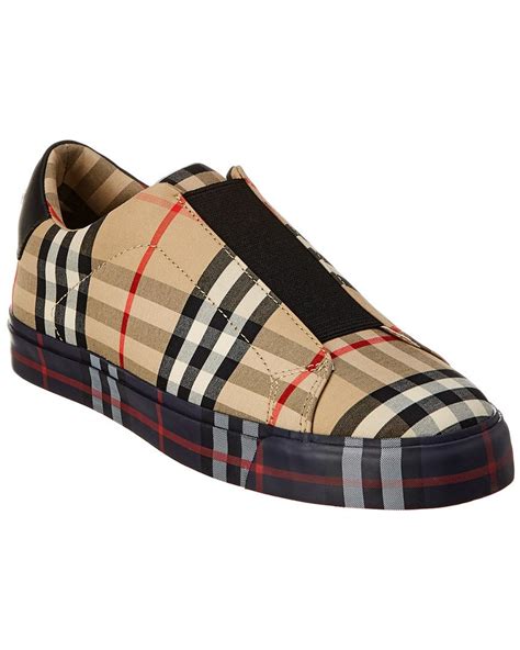 burberry beige contrast check markham sneakers|Burberry Men's Markham Slip.